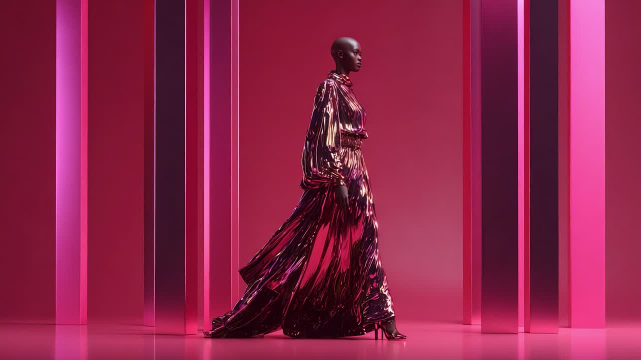 Elegant Woman in Metallic Dress