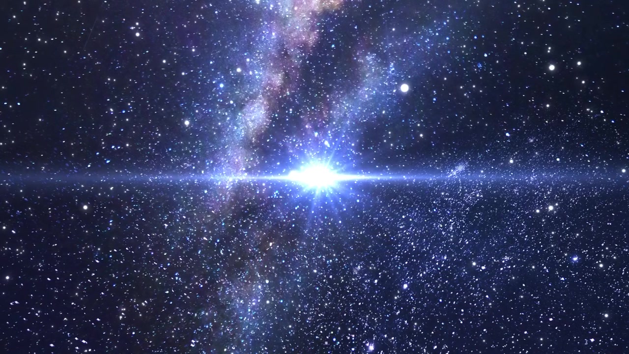 Estrela Brilhante Cintilando na Galáxia do Espaço Profundo
