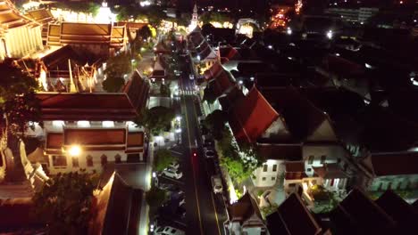 Tomas-De-Drones-De-Bangkok,-Tailandia-En-La-Noche