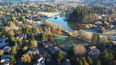 4k aerial drone shot overlooking pacific northwest