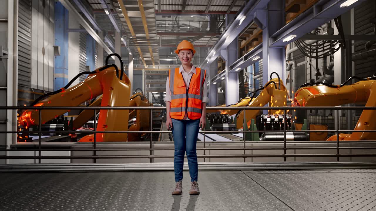 Female Engineer in a Modern Factory