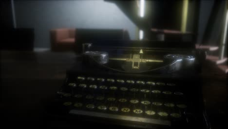 Máquina-De-Escribir-Retro-En-La-Oscuridad