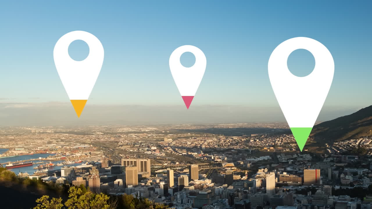 alfileres de ubicación sobre el paisaje