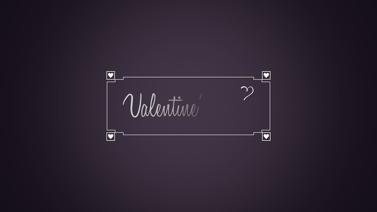 Animated closeup Happy Valentines Day text and motion heart with frame on Valentines day background