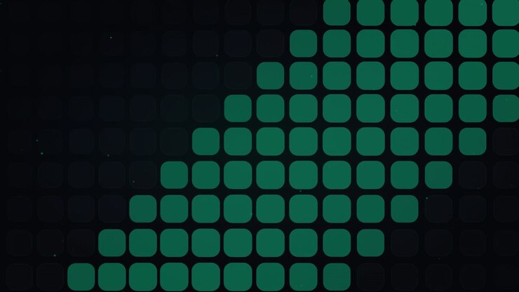 Abstract Motion Background with Moving Green Rounded Squares