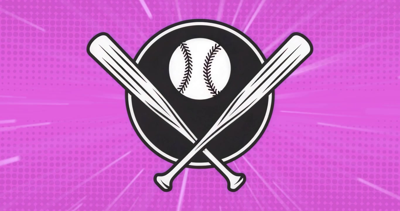 All'avvio, emblema di mazze incrociate e palla che mostrano anelli ondeggianti e pulsanti, evidenziando il motivo del baseball.