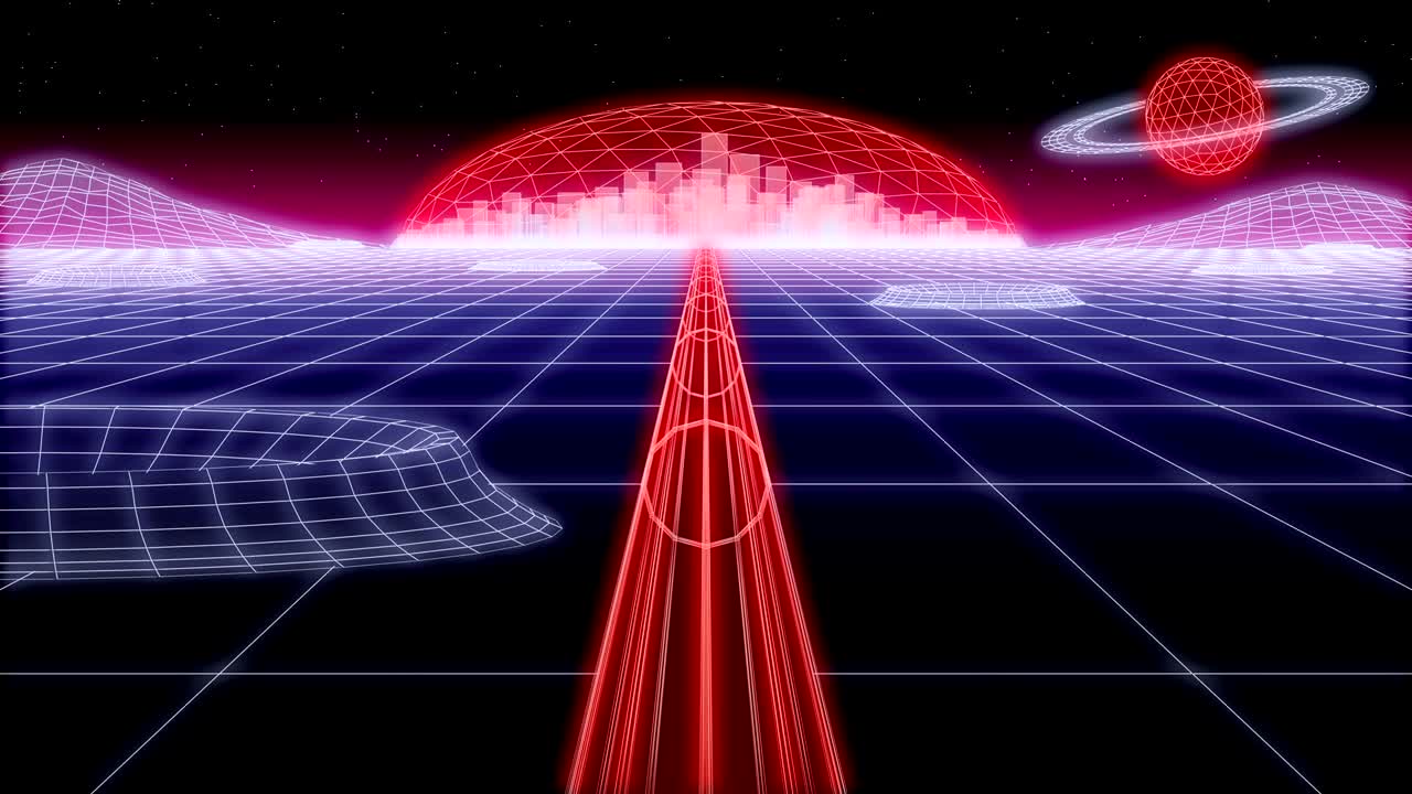 space city tunnel synthwave Background 3d render