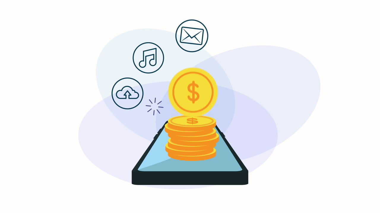 smartphone con animazione di marketing sui social media