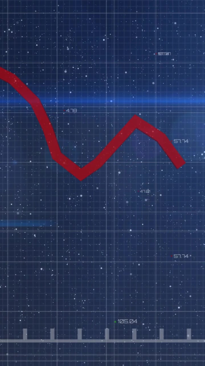 Animation of financial data and graphs over blue background with lights
