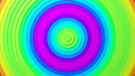 patrón de círculos abstractos con efecto de compensación y gradiente de arco iris suave. animación de anillos limpios multicolores. fondo abstracto para presentación de negocios. bucle sin costuras 4k 3d render