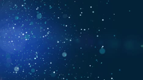 partículas animadas volando de izquierda a derecha sobre fondo azul - render cgi