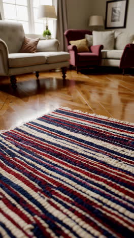 colorful striped rug in a living room