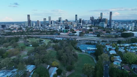 drone shot of kelvin grove suburb, camera flying over large apartment buildings