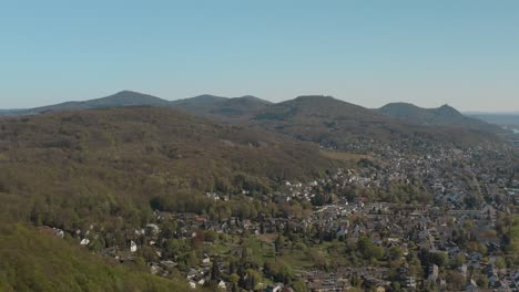 drone - aerial panorama shot of the seven mountains siebengebirge 25p