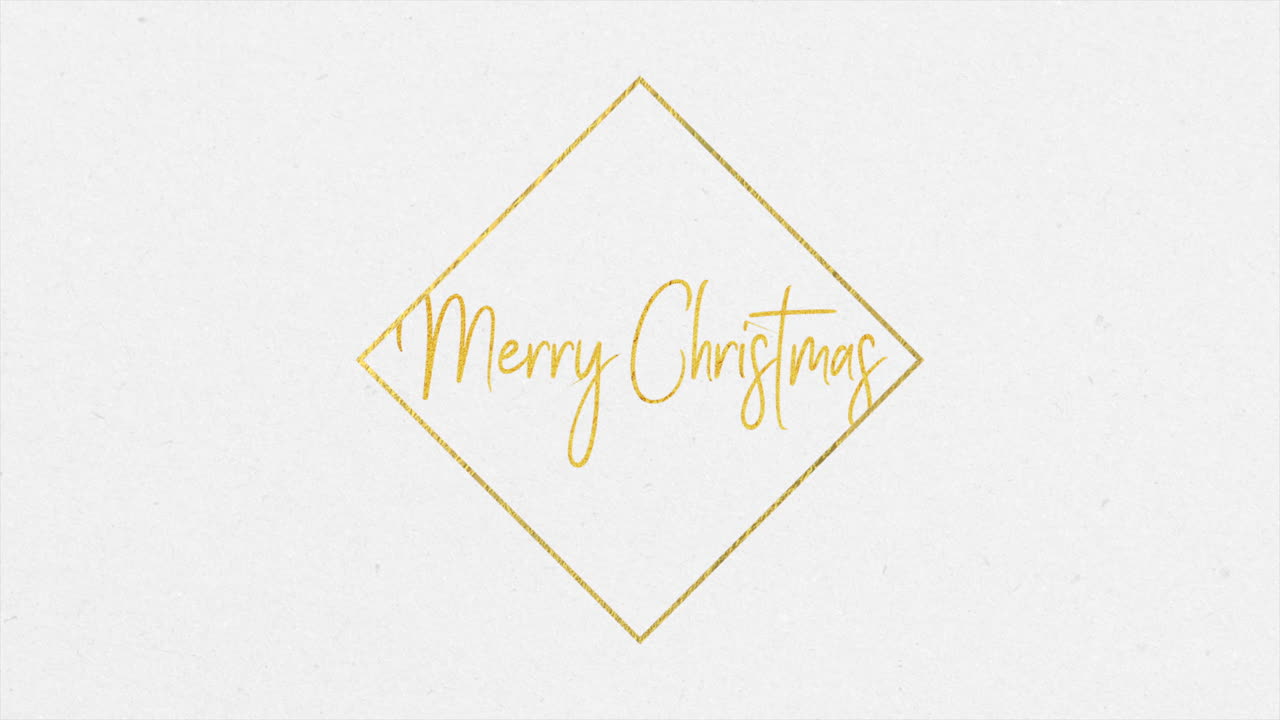 Merry Christmas with gold frame on white texture