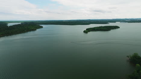 establishing aerial drone view of percy priest lake in long hunter state park