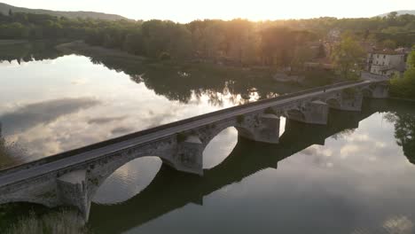 aqueduct bridge tuscany aerial view: enchanting footage of a magnificent tuscan aqueduct bridge, spanning scenic landscapes and rich history