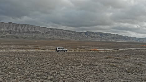 top view of the rally of suv through a very beautiful gorge