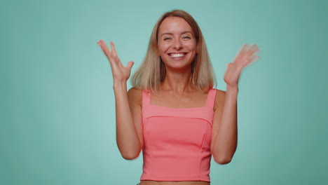 countdown to holiday birthday celebration, woman counting in reverse order from five to one, win