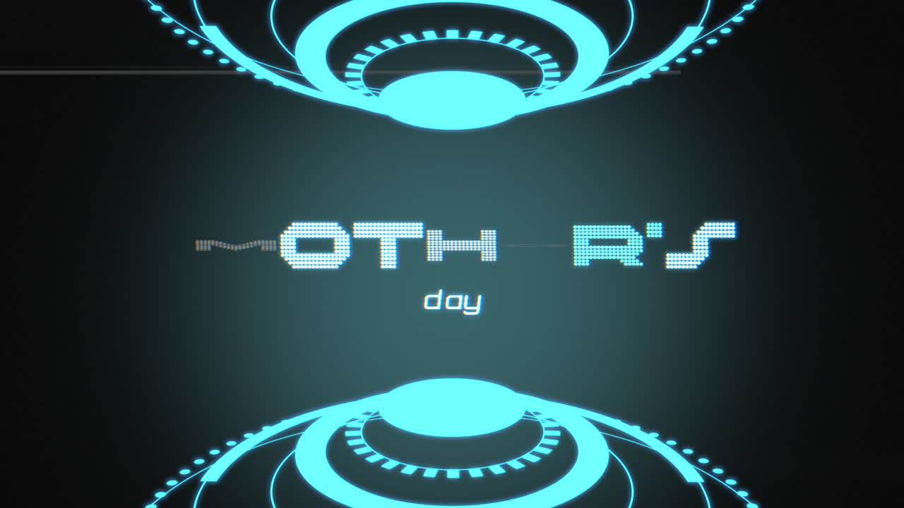 어머니의 날: 생동감 넘치는 파란색과 보라색 원형 디자인과 텍스트