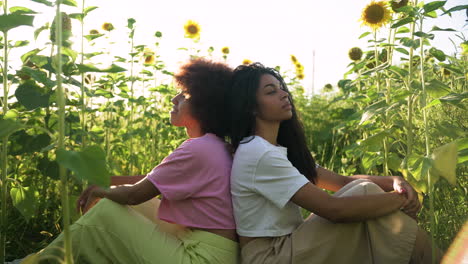 women in a sunflower field