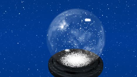 animation of snow falling over snow globe