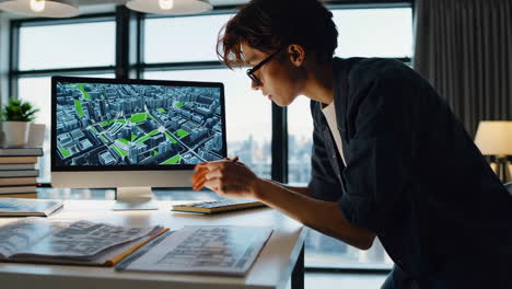 young architect working on urban design project