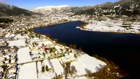 Drohne,-See,-Wald,-Schnee,-Winter,-Natur,-Landschaft,-Landschaft,-Antenne,-Vogelperspektive,-Hochauflösend,-4k,-UHD,-HDR,-Nahaufnahme,-Makro,-Detail,-Zeitraffer,-Türkei-Izmir-Odemis-Golcuk-Bozdag