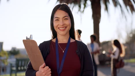 educación, profesor y clipboard con sonrisa