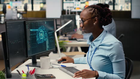 portfolio manager in office using ai tech to evaluate capital allocation