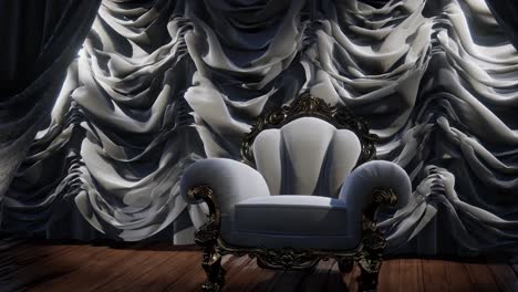escenario de cortina de teatro de lujo con silla