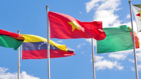 world flags flapping in the wind