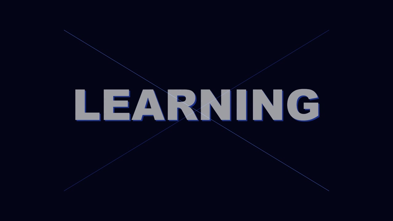 3D render of learning text with minimal geometric lines on dark background creating educational animation designed for knowledge visuals and video overlays
