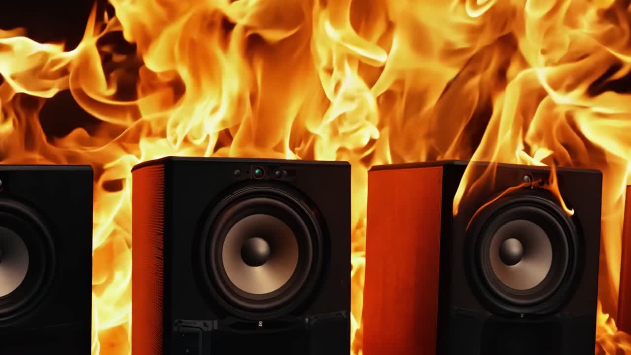 화재에 싸인 스피커