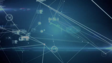 animación de la red de conexiones y procesamiento de datos sobre fondo negro