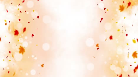 빛 은 잎은 빛과 함께 가을의 배경에서 흔들립니다. 아름다운 자연 장면. 일러스트레이션 메이플 잎. 가을 추상적인 그래픽. 루프 애니메이션.
