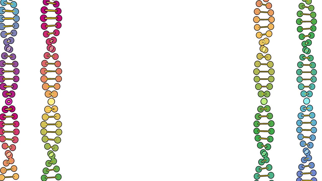 visualización en color del análisis de adn aislado en fondo blanco animación de rotación 3d, para montaje y capacitación médica