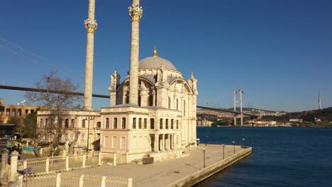 low altitude drone footage of ortakoy mosque on corona curfew days