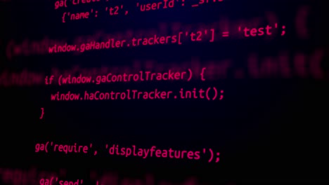 red code programmer coding on black computer screen loop animation bacckgrounds an engineer