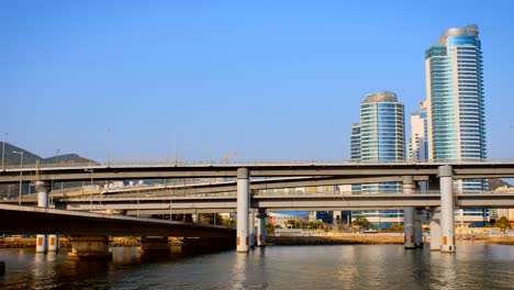Busan skyscrapers and Gwangan Bridge, South Korea