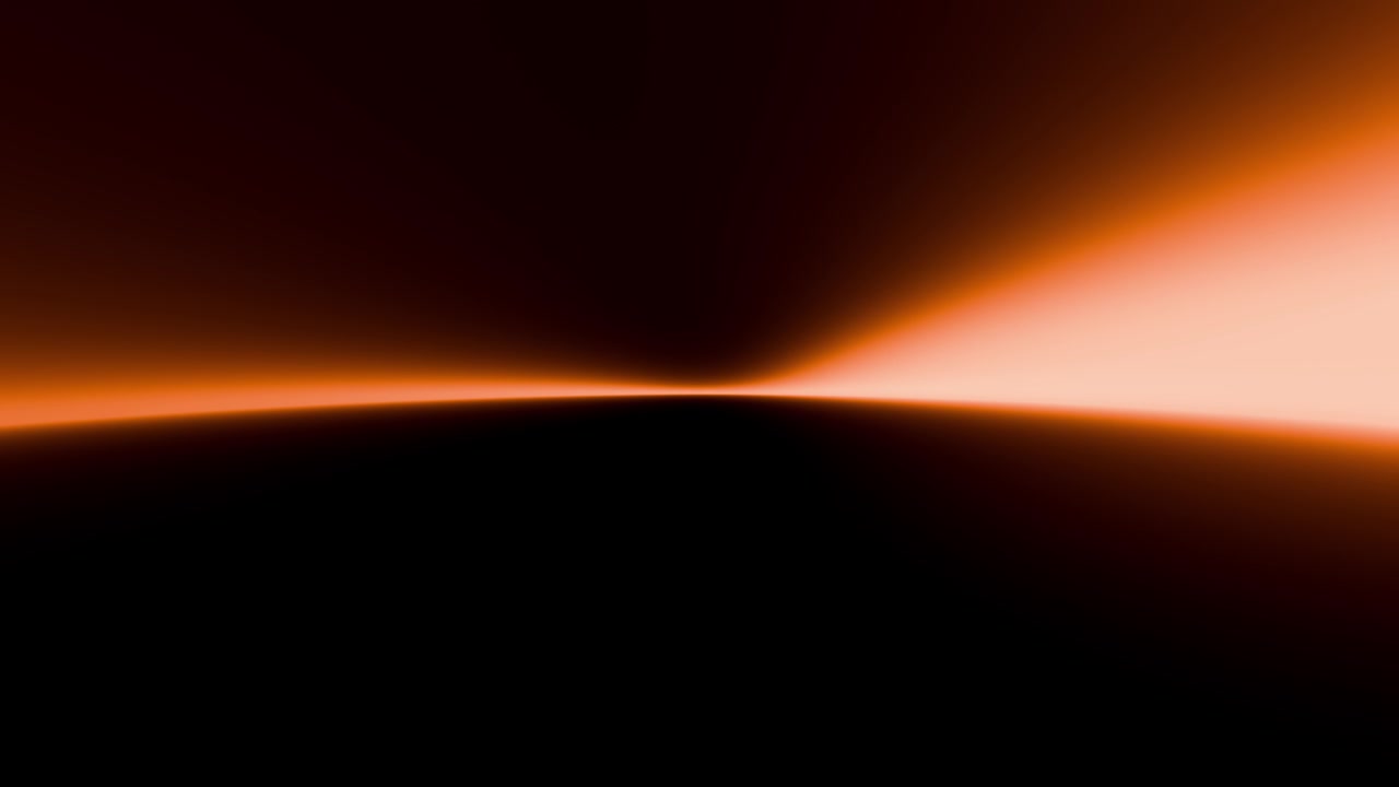 Cinematic glowing orange horizon line on dark black background