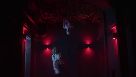 inverted woman in neon light
