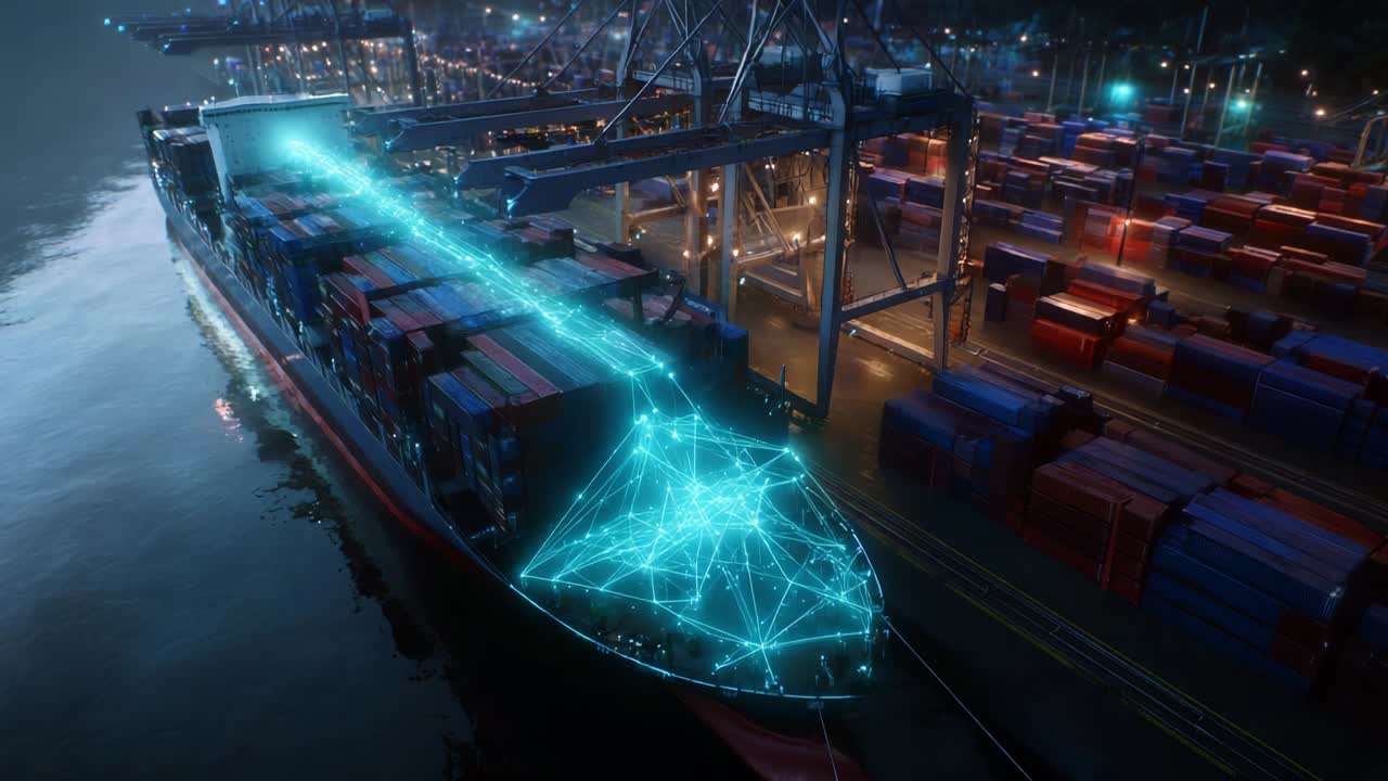Innovative Maritime Logistics: A Futuristic Container Ship at the Port ...