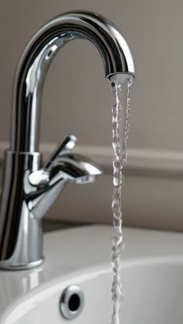 water flowing from a chrome faucet into a white sink
