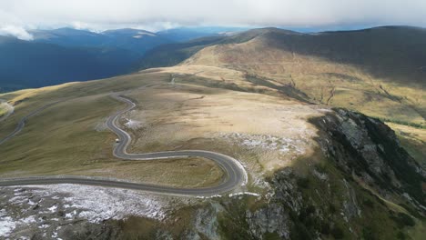 Transalpina-Scenic-Mountain-Road-in-Carpathians,-Romania---Aerial-4k