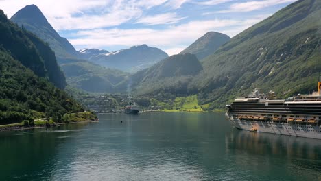 cruise ship in a fjord