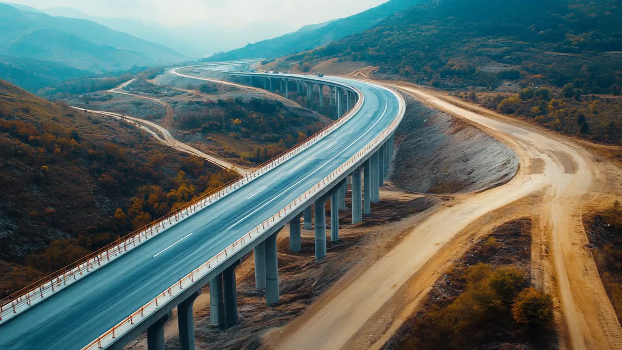 Autostrada di montagna in costruzione