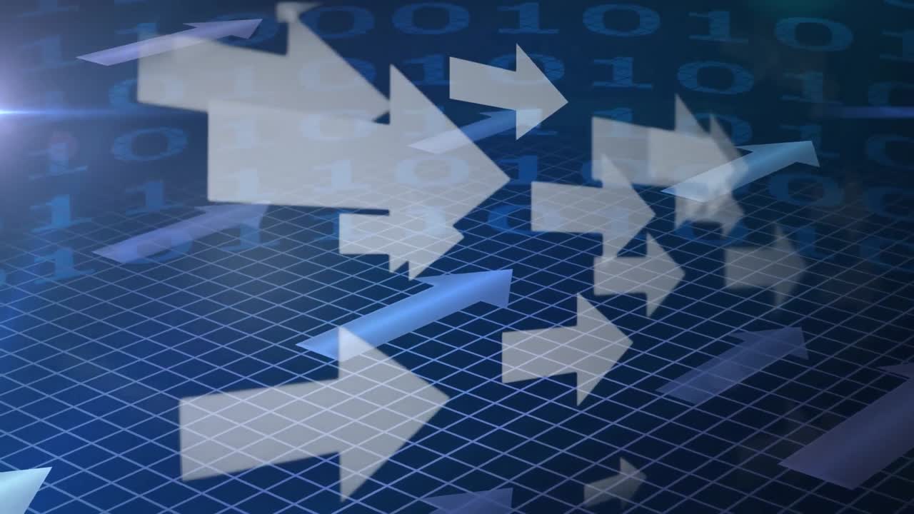 그리드를 가로질러 가는  ⁇  화살표의 애니메이션