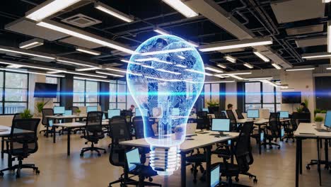 modern office with innovative light bulb design