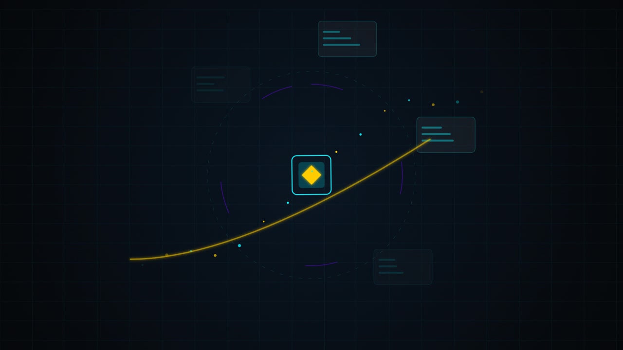 Abstract Digital Interface with Rising Growth Curve and Data Nodes
